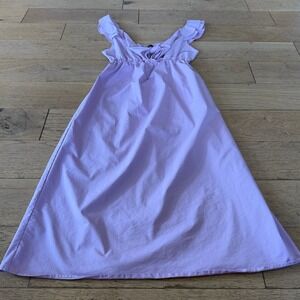 Drew Lisa Dress Lilac Purple‎ Ruffle Tie Front Midi Anthropologie Large L (1547)